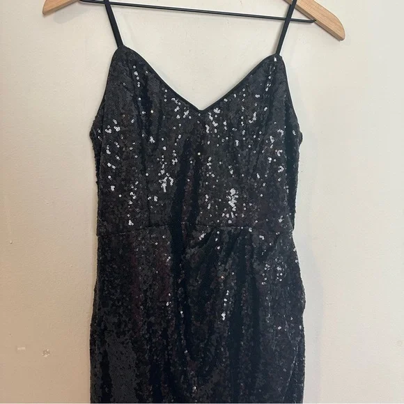 LULUS- Forever Your Girl Black Sequin Faux-Wrap Bodycon Maxi Dress Formal Prom - Picture 4 of 13